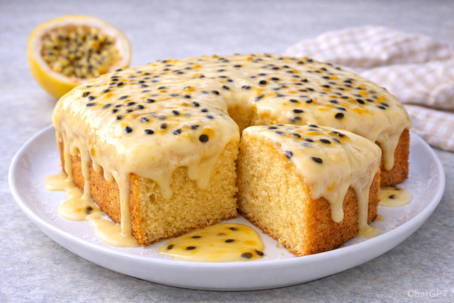 Bolo de Maracujá Fofinho com Cobertura Cremosa