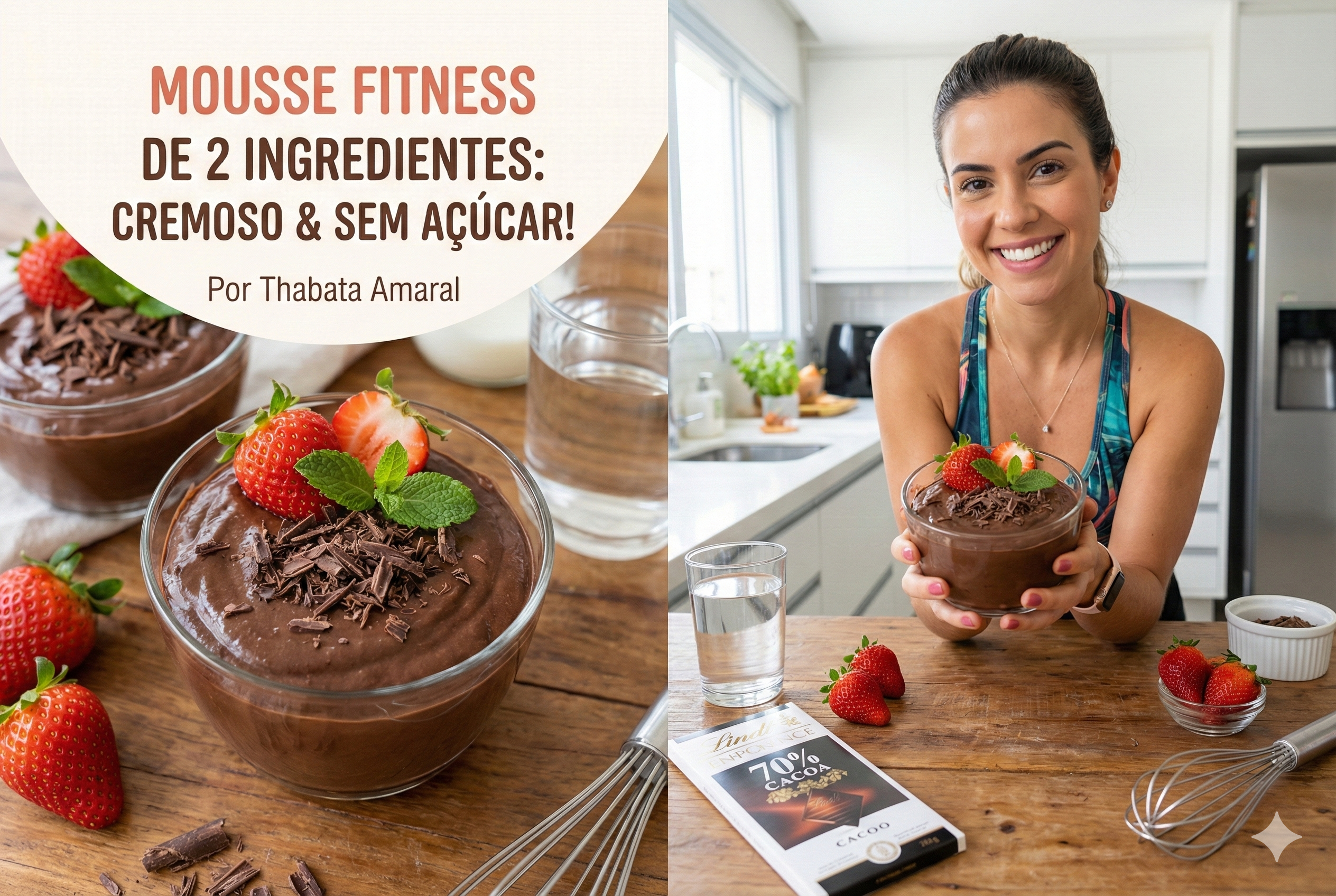 Esse Mousse de Chocolate Fitness com 2 Ingredientes Fica Tão Cremoso Que Parece Pecado (Sem Açúcar!)