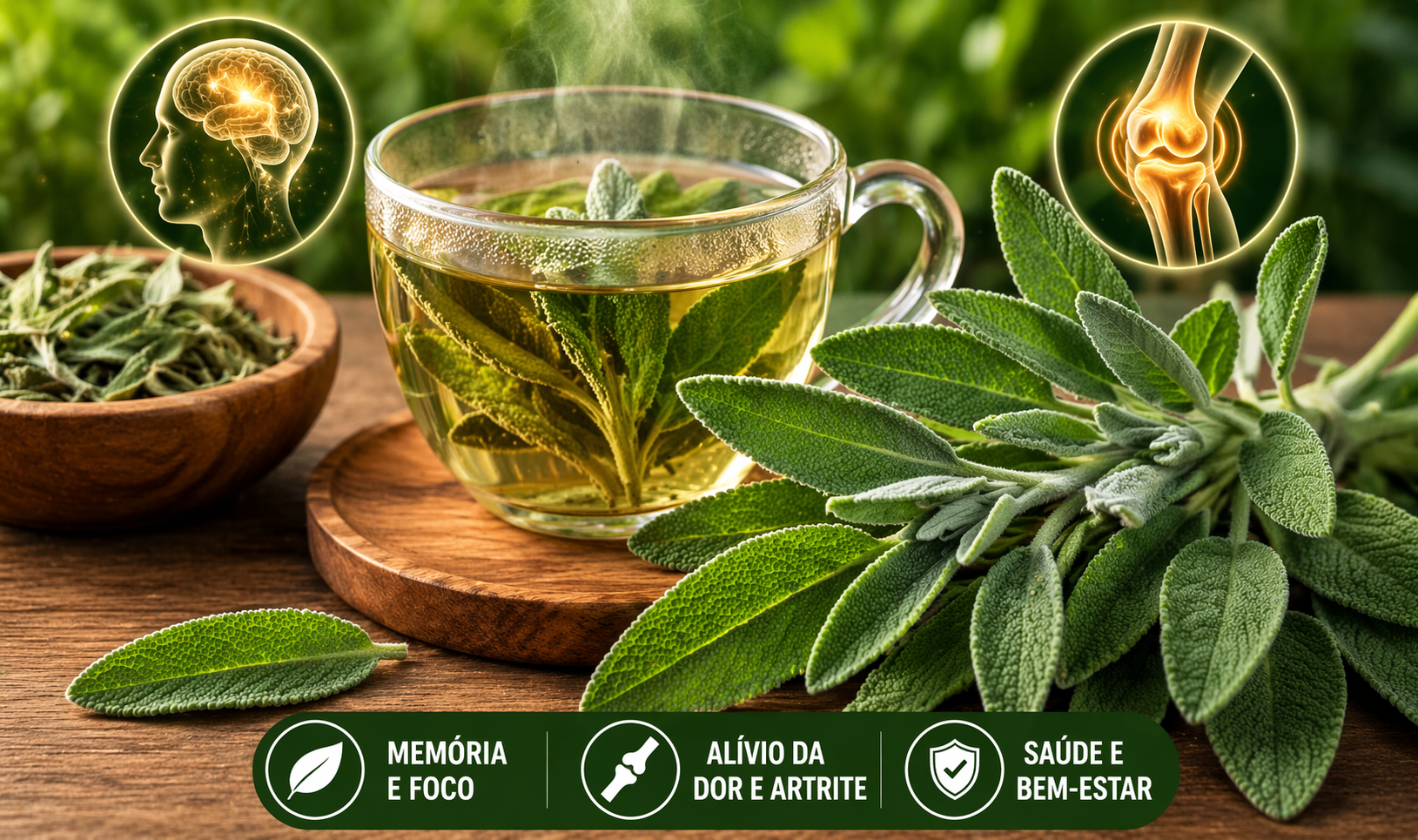 Existem segredos guardados pela natureza que, muitas vezes, não recebem o devido destaque nas grandes prateleiras das farmácias. Uma única erva, com folhas aveludadas e aroma marcante, carrega em seu DNA o poder de atuar diretamente no sistema nervoso e nas articulações. Se você busca clareza mental, foco e o fim das dores que limitam seus movimentos, este segredo natural é o investimento mais inteligente que você pode fazer pela sua saúde hoje. Estamos falando da Sálvia (Salvia officinalis), conhecida desde a antiguidade como a "erva da salvação". 1. O Escudo Blindado Contra a Demência e o Declínio Mental A sálvia é um dos fitoterápicos mais promissores para a saúde do cérebro. Seus compostos antioxidantes combatem o estresse oxidativo que danifica os neurônios ao longo dos anos. Melhora da Memória: Estudos indicam que a sálvia ajuda a inibir a degradação da acetilcolina, um neurotransmissor vital para a memória e o aprendizado. Foco e Clareza: O consumo regular ajuda a dissipar a "névoa mental", mantendo o raciocínio ágil e a mente alerta. Prevenção: Atua como um neuroprotetor, ajudando a manter as conexões cerebrais saudáveis. 2. O Fim da Inflamação: Alívio para Artrite e Artrose O poder anti-inflamatório desta planta é comparável ao de muitos medicamentos sintéticos, mas com a vantagem de ser natural. Combate à Rigidez: Seus polifenóis ajudam a reduzir o inchaço e a rigidez matinal característica da artrite. Proteção das Cartilagens: Auxilia na redução do processo inflamatório que causa o desgaste nas juntas e articulações (artrose). Desintoxicação: Ajuda o corpo a eliminar toxinas que alimentam processos inflamatórios sistêmicos. 3. Alívio Direto da Dor e Bem-estar Geral Além dos benefícios internos, a sálvia atua como um analgésico suave e regenerador. Ação Antisséptica: Perfeita para tratar dores de garganta e inflamações bucais rapidamente. Controle da Ansiedade: O aroma e a ingestão da infusão possuem efeitos relaxantes que ajudam a baixar os níveis de cortisol, o hormônio do estresse. Como Preparar o "Elixir Natural" da Sálvia Para garantir que você não perca os óleos essenciais e as propriedades curativas da planta, o preparo deve seguir este ritual: Ingredientes: 3 a 5 folhas frescas de sálvia (ou uma colher de chá de sálvia seca). 250ml de água mineral. Modo de Preparo: Aqueça a água até que as primeiras bolhas subam (aproximadamente 80°C). Não deixe ferver totalmente, pois o calor excessivo destrói as enzimas da planta. Coloque as folhas na xícara e despeje a água quente. Tampe imediatamente e deixe em infusão por 7 a 10 minutos. Beba morno, preferencialmente sem açúcar ou adoçantes artificiais. Dica de Ouro: Se o seu problema for dor nas articulações das mãos ou pés, você também pode fazer compressas mornas com um chá bem forte de sálvia diretamente no local. O alívio é sentido em poucos minutos. A natureza oferece as ferramentas, mas a constância é o que traz o resultado. Comece hoje a substituir quimícos por esse segredo natural e sinta a diferença na sua clareza mental e na leveza do seu corpo.