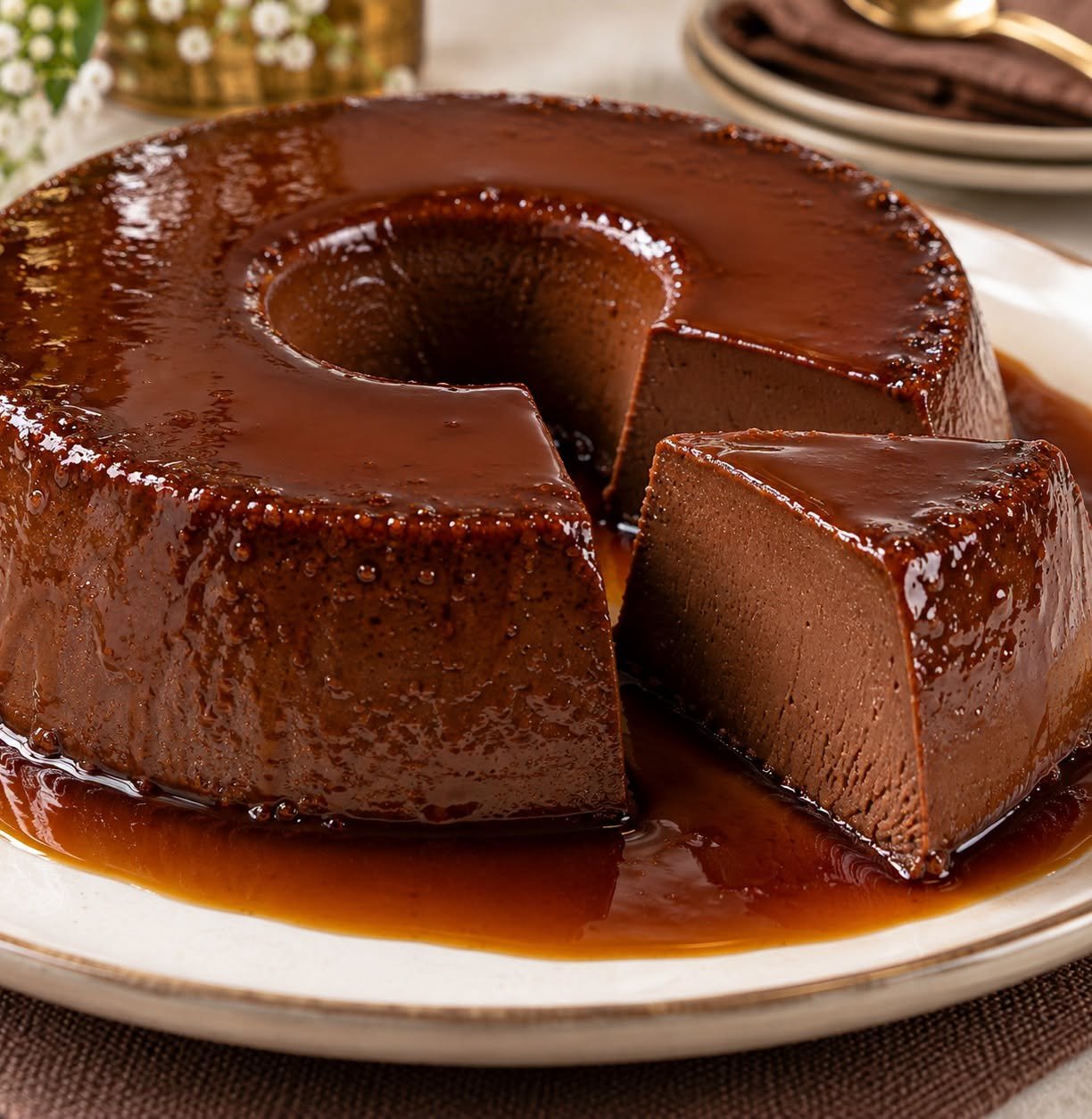 Seus filhos vão te chamar de rainha depois que você servir esse pudim de chocolate aveludado