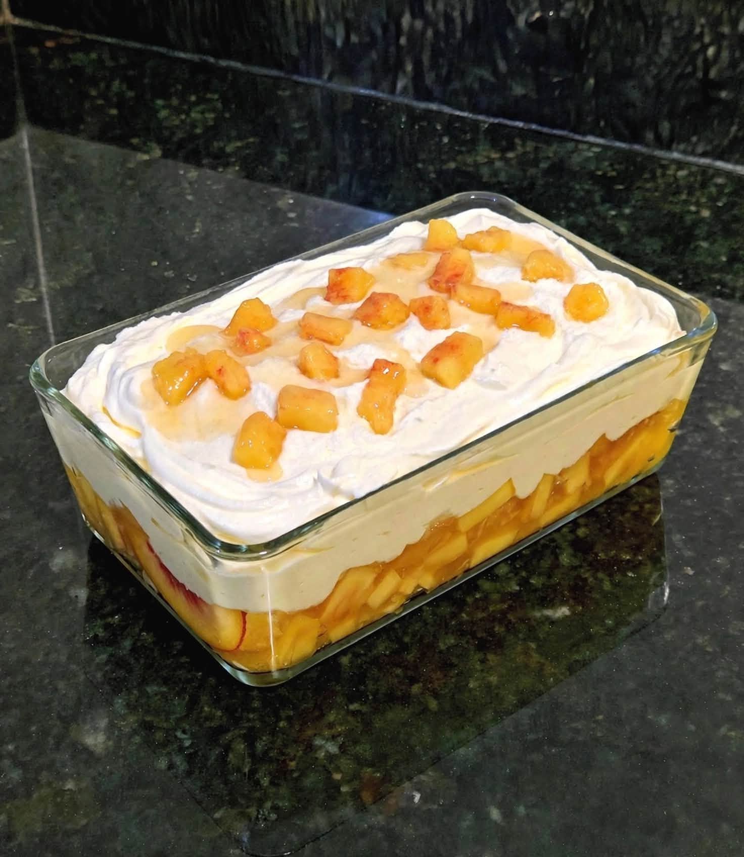Nem a vizinha acreditou quando provei esse pavê de pêssego fácil e saboroso